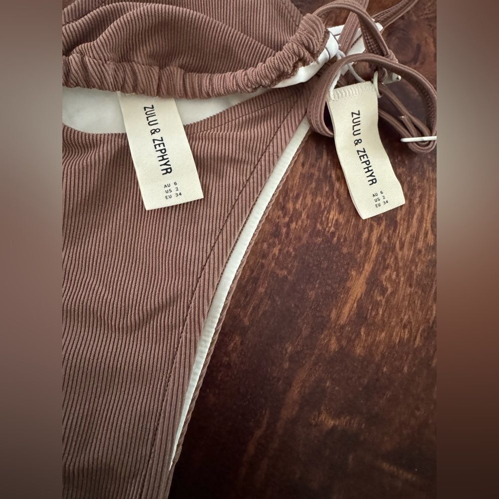 Free People x Zulu & Zephyr ribbed triangle top & ribbed curve bikini bottoms - Picture 4 of 5